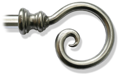Bishop's Crook finial - 25mm fitting  in Polished Steel finish