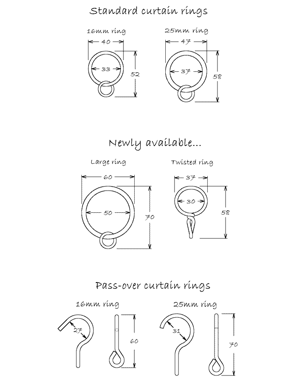 Curtain ring size chart
