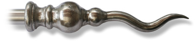 Steer's Horn finial - 25mm fitting, Polished Steel finish