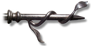 Twisted Vine finial - 25mm fitting, Polished Steel finish